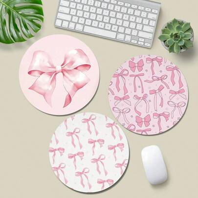 1pc Cute Mouse Pad, Round Office Desk Mouse Pad With Anti-Slip Rubber Base, Mini Portable Travel Mouse Pad, Laptop Computer Office Rubber Mouse Mat Suitable For Girls And Boys, For Office, Home, Study And Gaming, 20*20*0.2cm