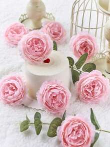 6/12/30 件仿真牡丹花，带茎，用于婚礼派对装饰、蛋糕装饰和家庭客厅餐桌中心装饰、假植物、秋季装饰、房间、书桌、花园装饰、房间装饰用品、情人节、生日毕业礼物