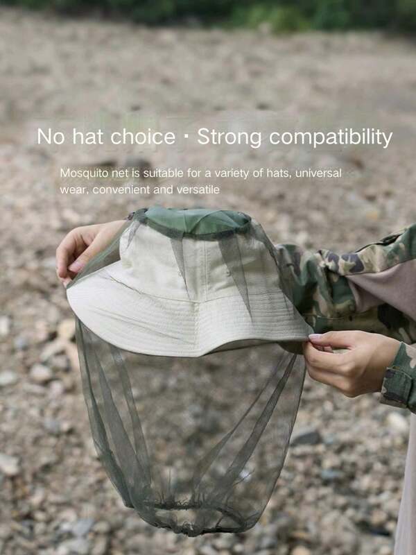 Green EVA Outdoor Mosquito Net Cap - Auto Retractable Grid, Breathable & Machine Washable, Great For Camping & Fishing