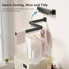 Heavy Duty Folding Drying Rack, No Hole Invisible Folding Clothesline, Window Sill Balcony Telescopic Indoor And Outdoor Wall-Mounted Clothes Rack, For Drying Clothes, Socks, T-Shirt Metal Clothes Rod.