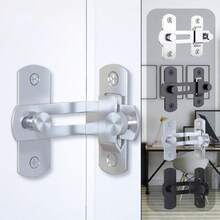 1/2pcs Stainless Steel No-Drill Thickened Door Lock Buckle, Household Safety Bolt Sliding Door Buckle, Pet Cage Door Industrial Lock Buckle, Wooden Door House Door Anti-Theft Lock Buckle Small Door Lock