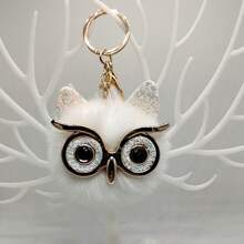 1pc/2pcs Cartoon Sequin Owl Imitation Rabbit Fur Ball Pendant For Women's Bags, Backpacks, Car Keychains, Small Gifts