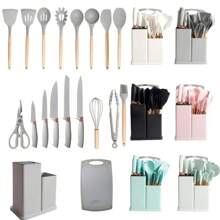 Kit 19 Peças Jogo de Utensílios de Cozinhaa em Silicone Completo Antiaderente e Resistente