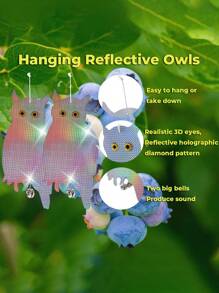 Anti-Bird Repellent Reflective Owl, Plastic Hanging Reflective Scare - Decorative Wind Turbine For Home And Garden, Owl Repellent - Plastic Hanging Reflective Repellent - Decorative Fan For House And Garden,Prevent Fruit Theft,Autumn Fall