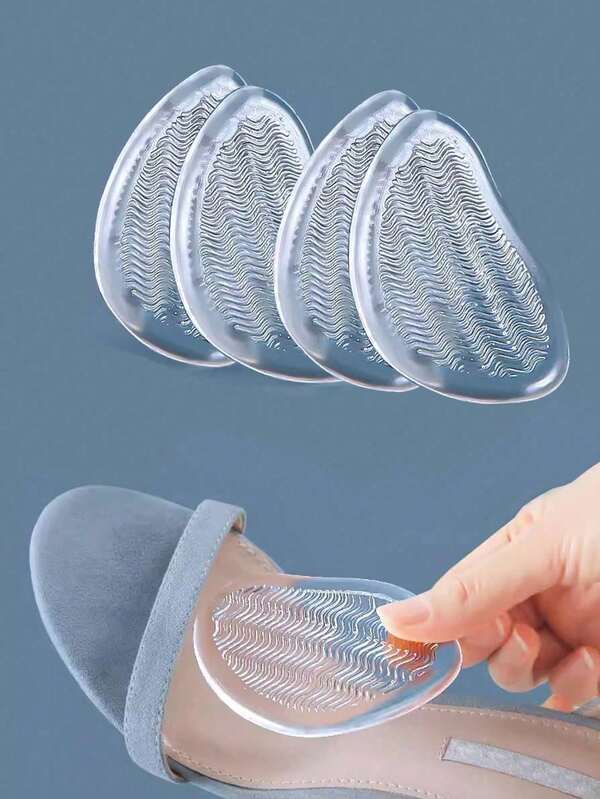 2/4/10 unidades de almofada de gel para amortecimento frontal dos pés - almofada de gel reutilizável para saltos altos para aliviar a pressão dos pés e almofada de choque antiderrapante