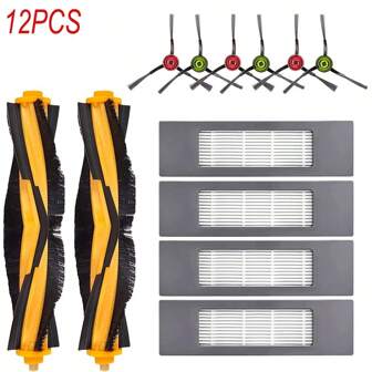 适用于 Ecovacs Deebot Ozmo 920/ 950/ T5/ T8/ T8MAX/ T8Power/ T8aivi/ T8+/ T8/ T9 AIVI/ N9/ N10/ N10 Plus/ N8+/ N8 Pro/ N8 Pro Plus 的替换零件，包括主刷、HEPA 过滤器、边刷和配件。