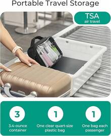 Clear TSA-Approved Toiletry Bag, Large Opening Quart Sized Makeup Bag With Handle, Double Zipper, Clear Cosmetic Organizer For Women - 駝色 - 查看 7