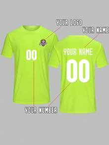 Customized Men Sport Quick Dry T-Shirts, Breathable Team Jersey, Suitable For Running, Football, Badminton, Spring/Summer,Stylish,Fashion,Hipster,Casual,Minimal Chic,Personalized,Customized,Custom,Unique,Guy Costumes,Capsule Wardrobe,Men Basic/Street Style,Ideal Gifts For Him,Boyfriend,Family,Friends,For Birthdays,For Vacation/Holiday,For School/Competition,For Sports/Climbing - Green - View 7