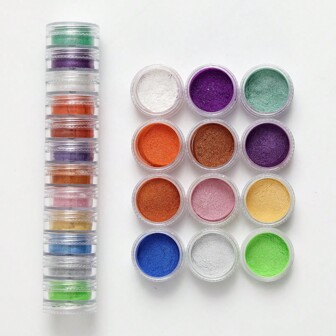 Dofuny 12 kleuren kleurrijke chromen micapoeder DIY handgemaakte zeepset met metallic spiegeleffect chroom voor het maken van sieraden epoxyhars decoratiekleuring