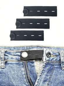 Lot de 10 boucles d'extension de ceinture noires, lot de 4 boucles d'extension de pantalon, extension élastique réglable de pantalon, bouton élastique pour pantalon de maternité, boucle d'extension élastique de taille, accessoire d'extension de pantalon pour pantalons de maternité, accessoire d'extension de jeans pour hommes et femmes