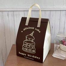 1pc/Disposable Cake Insulated Bag, Takeaway Bag, Non-Woven Fabric Thickened, Birthday Package, 6 Inches 8 Inches