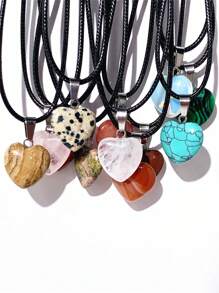 1 pieza Collar de cordón con colgante de cruz de piedra natural, simple y de moda, adecuado para uso diario