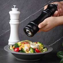 1 pieza/2 piezas/3 piezas Molino de pimienta y salero de madera manual estilo Teppanyaki con soporte