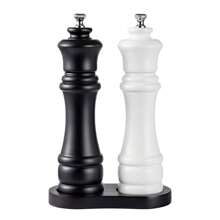 1 pieza/2 piezas/3 piezas Molino de pimienta y salero de madera manual estilo Teppanyaki con soporte