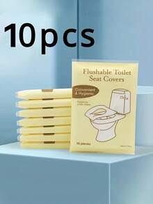 10/30/50pcs Disposable Toilet Seat, Flushable Paper Toilet Seat, Portable Toilet Seat Stickers, Essential Travel Accessories, Dissolvable Paper Toilet Seat, Travel Business Toilet Mat, Suitable For Airplanes, Travel, Public Toilets And Camping, Air Travel Camping Equipment, Can Be Quickly Decomposed, Lightweight And Hygienic, Bathroom Decoration Autumn Decoration