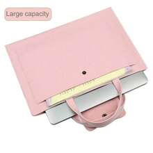 笔记本电脑保护套，防水皮革笔记本电脑公文包，超薄PC便携包 - 粉色 - 查看 4