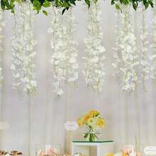 12 Stücke/6 Stücke künstliche Glyzinie Rebe Seidenblume hängende Girlande Hochzeit Party Heim-Dekoration, grüne Wand Decke Blumen-Dekoration, perfekt als hängende Deko für Hochzeiten, geeignet für Partydeko, Geburtstage, Garten-Deko, Außenpflanzen, Gartendekoration