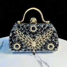 New Rhinestone Handbag Niche Design Celebrity Temperament High-End Banquet Diamond Shoulder Crossbody Evening Bag - Black - View 1