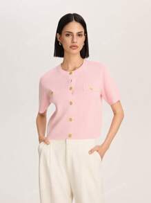 Short Sleeve Minimalist Fashion Knitted Cardigan