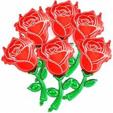 6szt. czerwonych balonów foliowych z różami, odpowiednich na Walentynki, wesele, zaręczyny, urodziny, rocznicę, dzień matki, dzień ojca, przyjęcie z okazji ukończenia szkoły