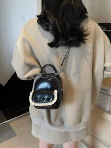 Latest Design, Fashion, Exquisite, Mini Backpack, Lace PU Leather, Suitable For Shopping, Dates, Casual Wear, College Style