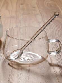 4 件玻璃搅拌勺、茶匙、迷你咖啡搅拌器、牛奶果汁冰淇淋茶匙甜点勺、家庭派对玻璃搅拌勺、透明/黄色、学校用品