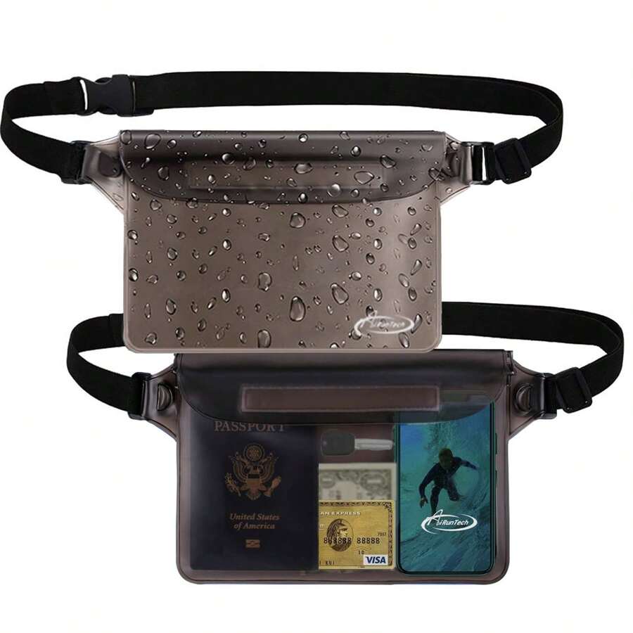 AiRunTech Waterproof Pouch With Waist Strap | Beach Accessories Best Way To Keep Your Phone And Valuables Safe And Dry | Perfect For Boating Swimming Snorkeling Kayaking Beach Pool
