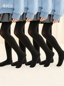 1/2/4 双女童舞蹈紧身裤、儿童紧身裤、幼儿无脚紧身裤、黑色、纯色、不透明无脚长袜、薄款、高弹无脚连裤袜、黑色舞蹈袜、休闲适合日常穿着、学院风可爱风格舞蹈裤、春夏/四季常规无脚裤、适合学生日常聚会、搭配裙子、短裤、平底鞋、返校紧身裤、返校季、学生、新学期、返校、教室