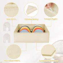 可折叠婴儿收纳盒和储物柜及梳妆台收纳盒，适用于卧室、抽屉式衣物收纳盒、衣柜 - 育儿室收纳盒，可分隔内衣、袜子、围兜等。 - 米色 - 查看 4