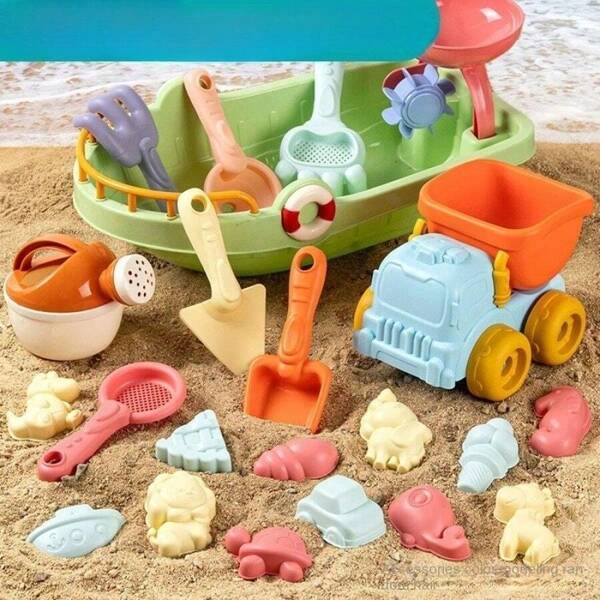 2025 New Design - Kids Beach Toys - Sand Bucket & Tools Set - Foldable Beach Bucket - Sand Shovel, Durable, Soft Rubber, Suitable For Boys And Girls - Holiday/Birthday/Halloween/Christmas Gift - Children Toy (Random Style And Color)