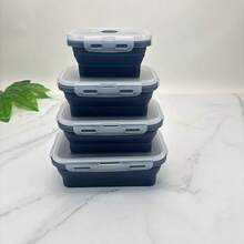 1 Set/2 Sets/3 Sets/4 Sets Silicone Folding Lunch Box Food Storage Container, European Simple Design, Portable, Freezer & Microwave Friendly, Suitable For Holiday Gatherings, Camping, Celebrations,Back To School - Multicolor - View 19