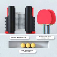 FBSPORT Ping Pong Paddle Set, Portable Table Tennis Set With Retractable Net, Rackets, Balls And Carry Bag For Indoor/Outdoor Games (The English Letters On The Ping Pong Paddles Are Screen Printed And There May Be Slight Black Blemishes. Paddles With Or Without English Letters Will Be Randomly Shipped)