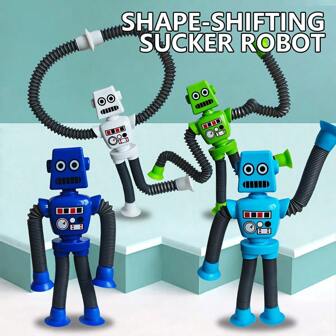 Juguete transformable de robot con tubos telescópicos, educativo y creativo para niños, con ventosas interactivas para aliviar el estrés