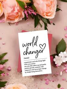 1 张带信封的励志贺卡 - 励志“世界改变者”名言设计，适合女性、朋友、同事、老师 - 令人振奋的空白内页卡片，用于欣赏、赋权、鼓励 - 彩色 - 查看 4