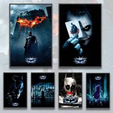 WB 1/15PCS DC Batman The Dark Knight Poster Movie Figures Home Decoration Painting Wall Art Bedroom Cartoons Decor Wallpaper Wall Bedroom Decoration - Frameless