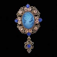 1pc Vintage Court Style Queen Beauty Hollow Design Brooch, Multi-Color - Multicolor - View 6