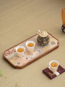 1 pièce Plateau à thé en bois avec siège pour thé. Convient pour le café, le lait, le petit-déjeuner, le goûter. Petit plateau de thé Kung Fu. Rentrée scolaire