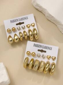 Conjunto de 24/12 peças de brincos de argola em formato de C em formato de lágrima para mulheres, combinação elegante e personalizada, adequada para uso diário, festas e férias