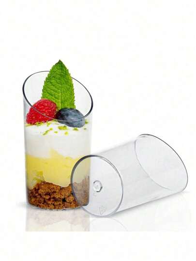 10/20/30/40 قطعة كوب مخروطي مرتفع السطح، أكواب بلاستيكية شفافة للبودنج ، اكسسوارات حفلات / أعراس / خدمة التموين ، أكواب حلوى / مقبلات صغيرة للمطاعم ، مناسبة للحفلات والأعراس وخدمات التموين والآيس كريم والفاكهة والحليب والبودنج ومستلزمات المطبخ