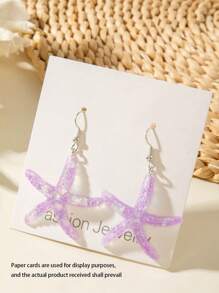 1 Pair/6 Pairs Set Bohemian Sea Star Resin Pendant Women Single Pair Earring & Earring Set, Suitable For Beach Party, Gift (No Card)