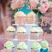 20 piezas Vintage 2012 Decoraciones para Cupcakes Brillo Trece 13 Fabuloso Feliz 13th Cumpleaños Pinchos para Cupcakes Brindis por 13 años para el 13th Cumpleaños Boda Aniversario Decoraciones para Pastel y Suministros