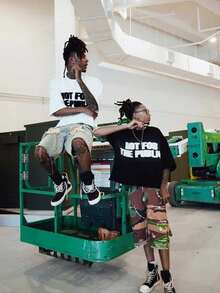 Kuku Boy NOT FOR THE PUBLIC Printing (220g Pure Cotton T-Shirt) Cotton T-Shirt - Soft, Breathable, 100% Pure Cotton Fabric - Comfortable And Energetic Summer Street Style Short Sleeved T-Shirt, Cool Design Retro Summer Men's Daily Wear T-Shirt - 黑色 - 查看 2