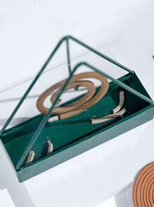 2pcs Triangle Iron Mosquito Coil Holder With Plastic Socket, Creative Home Hanging Incense Burner, Random Color