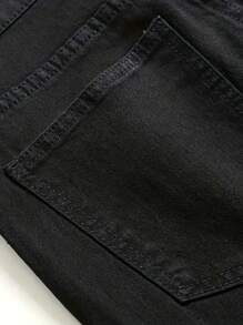 1pc Men's Black Skinny Slim Fit Jeans, Street Style Comfortable Casual Workwear Distressed Denim Pants, Suitable Gift For Husband/Boyfriend