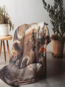 1pc Soft Lightweight Flannel Cow Print Blanket - Cute & Cozy - Suitable For Bed, Travel, Camping, Living Room, Office, Sofa, Chair - Comfortable All Season