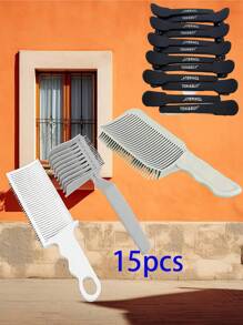 3 Piecesprofessional Hairdressing Comb Set - Heat-Resistant, Ideal For Men's Salon Styling - Curved Positioning Comb, Flat Top Comb, Precise Styling Barber's Comb, Suitable For Cutting, Pompadour And All Men's Hairstyles, Curved And Flat Comb For Men's Salon Styling, Large Comb For Normal Hair