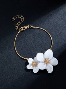 1pc Fashion Zinc Alloy 3D Flower Pendant Bracelet, Suitable For Daily Wear - Multicolor - View 2