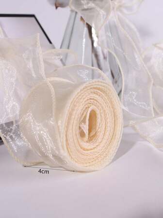 2米美人鱼尾薄纱丝带，4厘米宽，花卉礼品包装装饰丝带