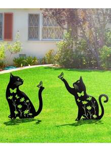 1pc Creative Metal Cute Cat Garden Stake Decor