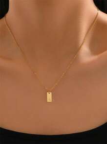 1pc Gold Stainless Steel 26 Alphabet Initial Pendant Necklace, Fashionable Minimalist Elegant Style, Suitable For Women Daily, Commute, School, Casual, Summer Accessories, Gift